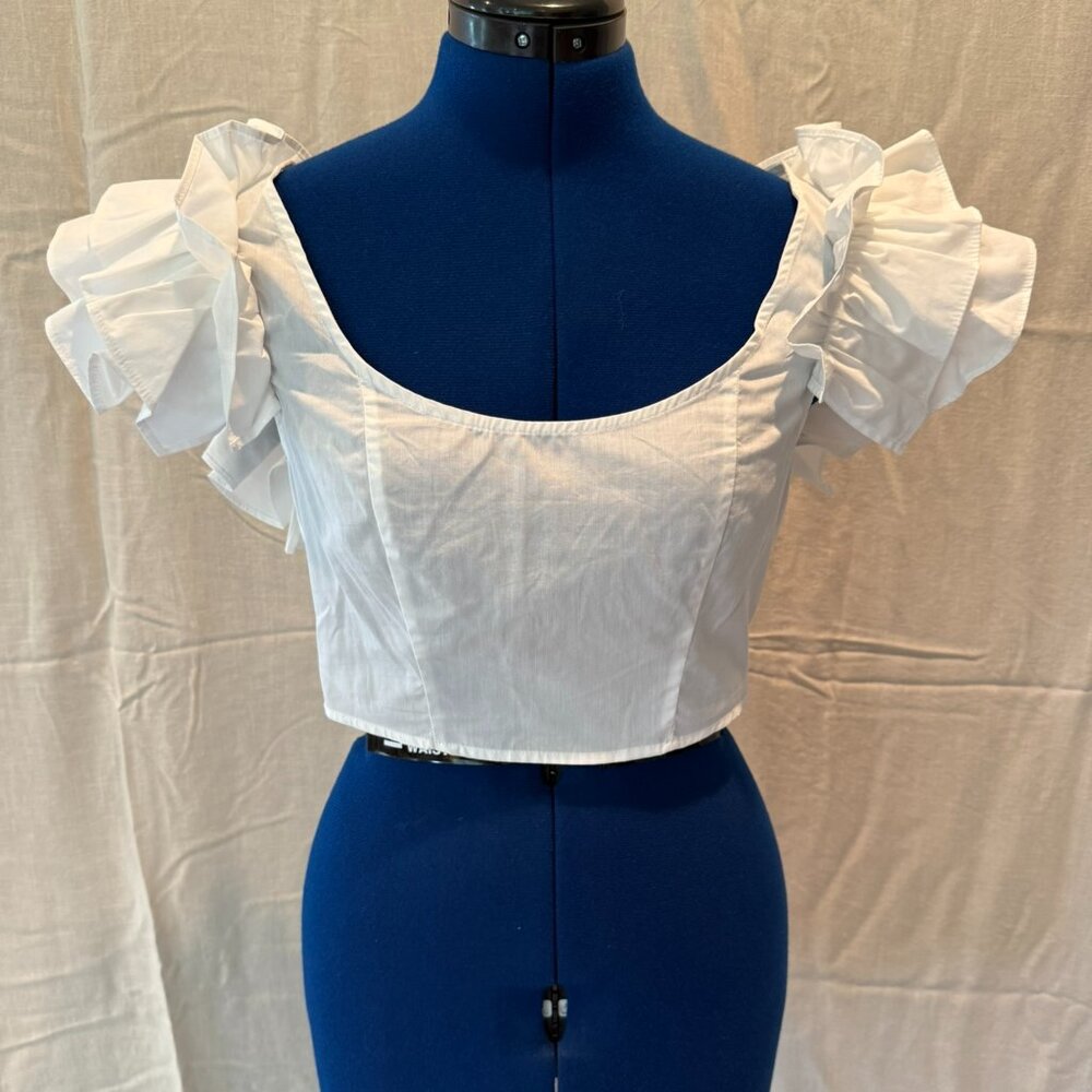 Zara Crop Top with Ruffled Sleeves